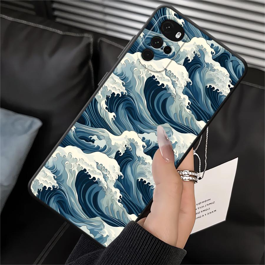 Case for Motorola Moto G22 Edge40 Edge 20 Pro 30 Lite G60s G71 G51 G73 G50 G53 G30 G32 G52 Phone Cover Cartoon Wave