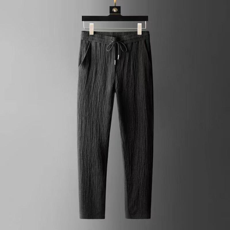 2024 Men's Fashion Summer Casual Suit: Thin, Light Luxury Sports Suit with Short-Sleeved Top and Trendy Trousers