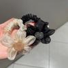 Korean Light Luxury Rhinestone Sunflower Mesh Scrunchie - Organza Elastic Hair Accessory for Women