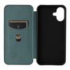 For iPhone 16 Plus Case PU Leather Carbon Fiber Texture Phone Cover with Card Holder