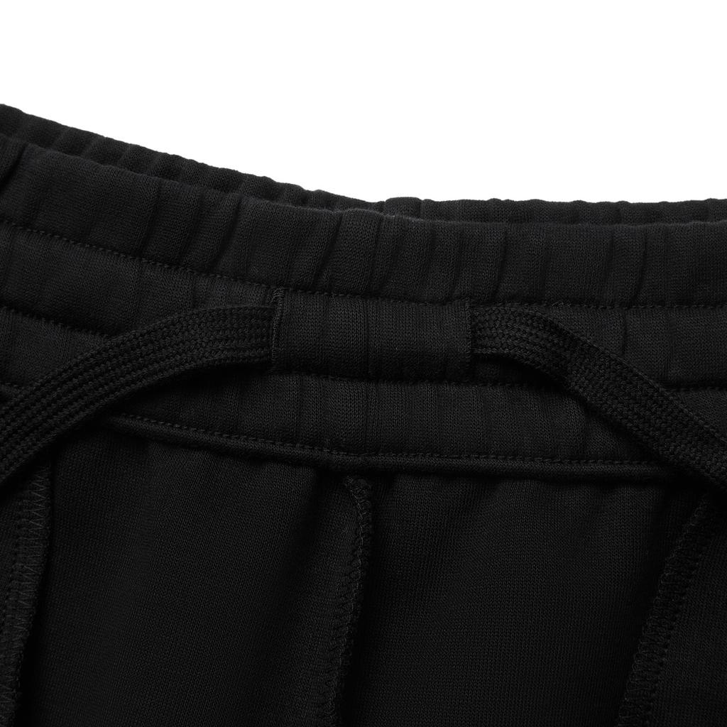 Li Ning Sports Lifestyle Series Solid Color Mid Waist Drawstring Comfortable Breathable Cuffed Knit Sports Pants Women Pants Black AKLU626-2