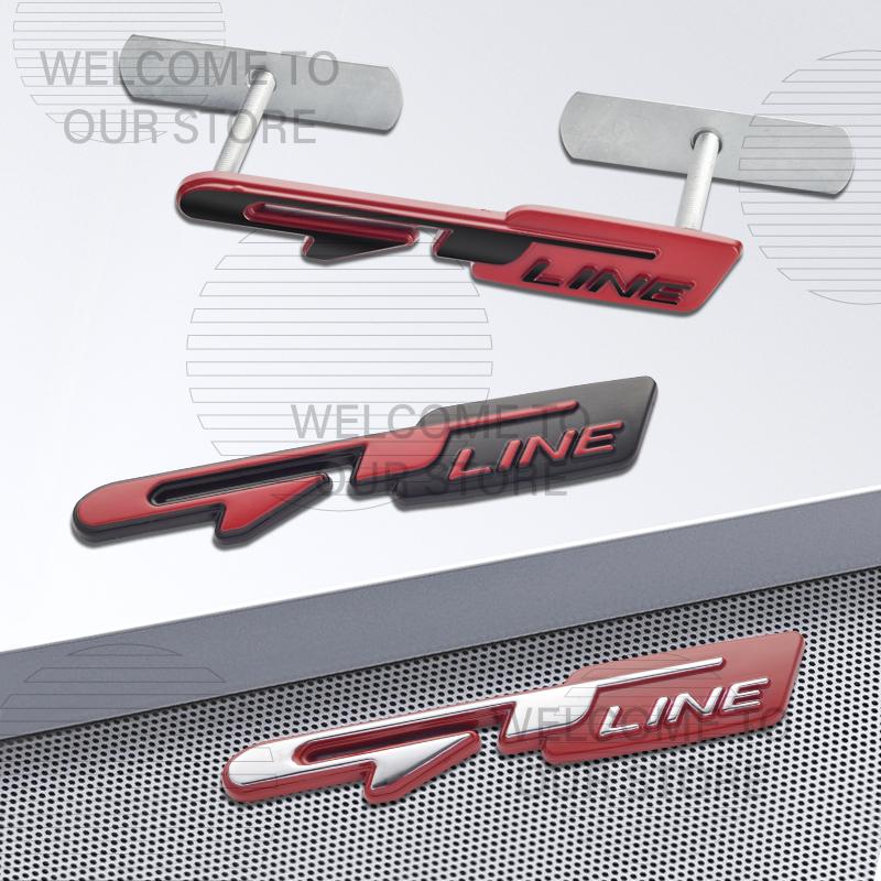 Car Decor Metal GT Line Lettering Front Grille Emblem 3D Sticker For Kia Kona Stonic Sorento Optima K5 Morning Rear Trunk Decals