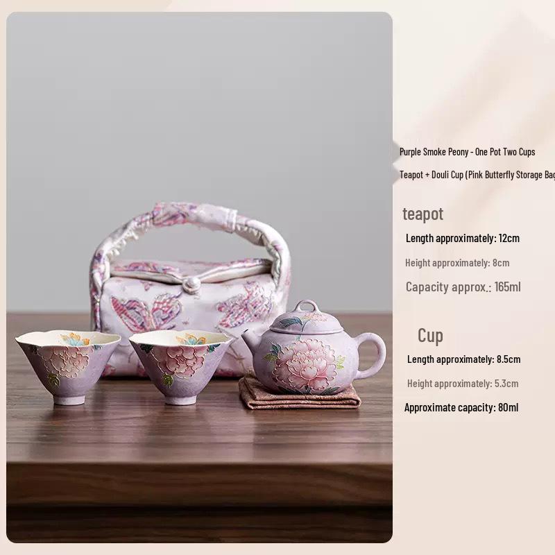 Hand-Painted Peony Ceramic Tea Set: Birthday & Mid-Autumn Gift