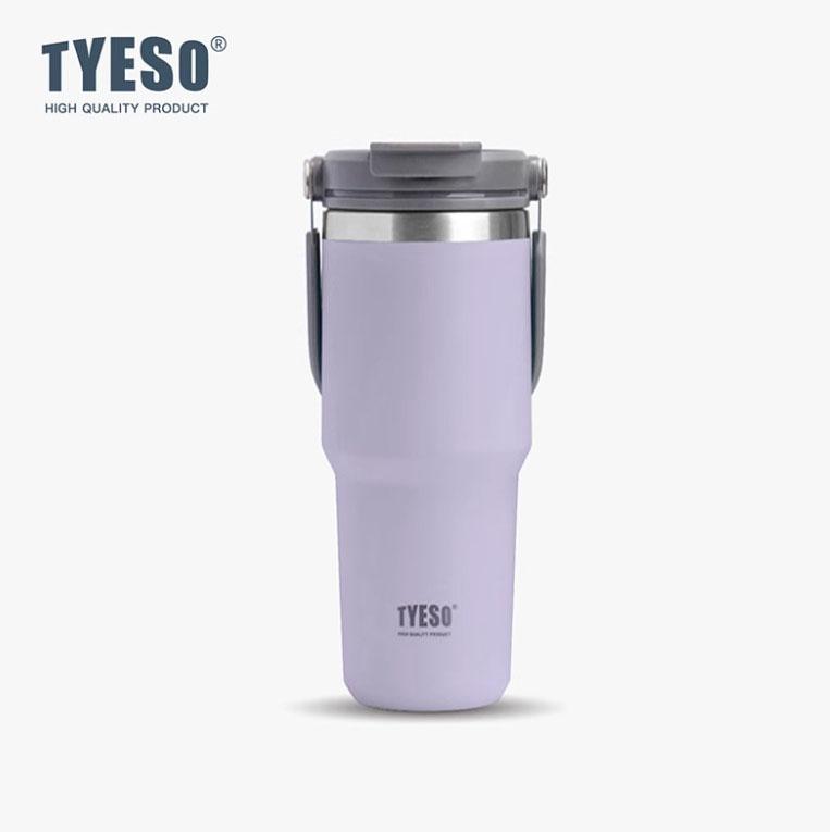 TYESO 600ML Car Coffee Cup Thermos Bottle Stainless Steel Vacuum Flask With Straw Outdoor Sports Thermal Cup Hot & Cold Mug