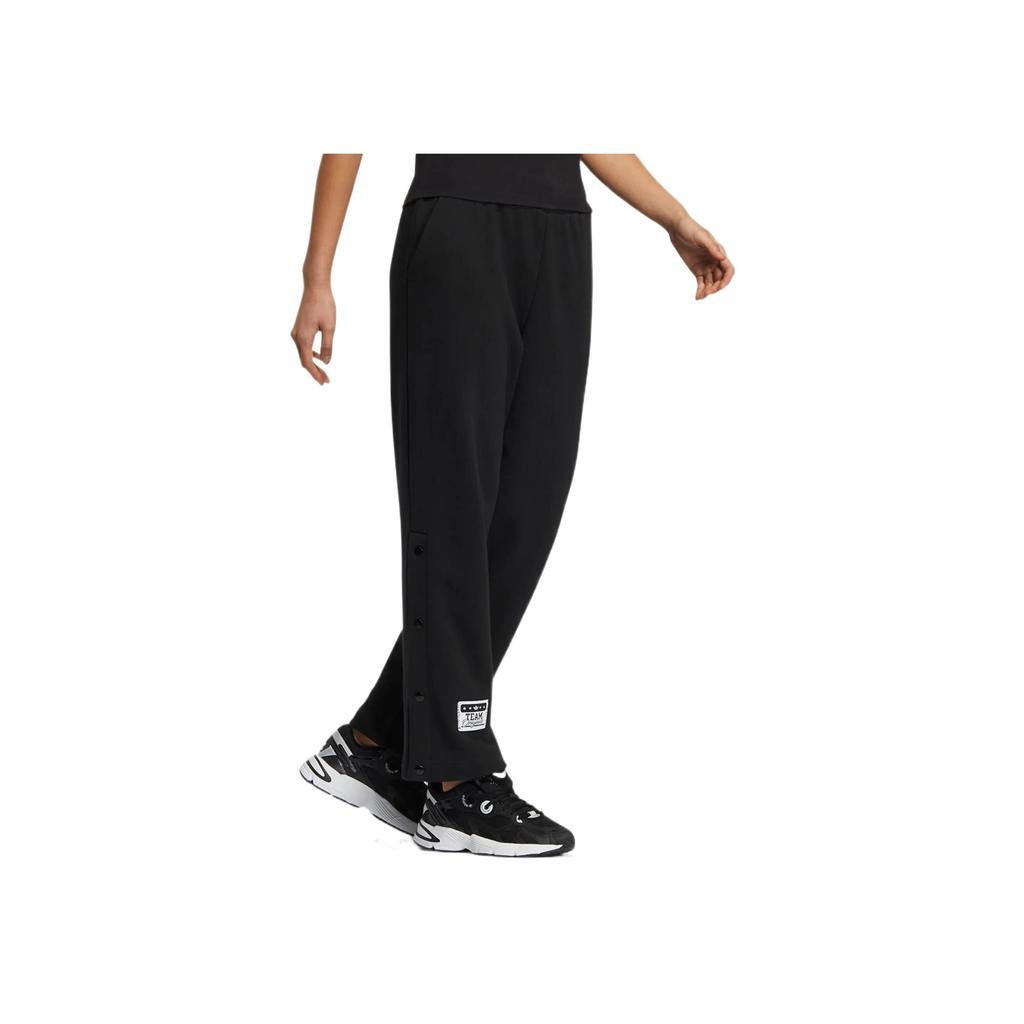 adidas Originals Trefoil Patch Logo Print Straight Leg Sweatpants Women Bottoms Black HS9498