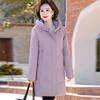2024 Women's Plus Size Winter Hooded White Duck Down Coat - Mid-length, Thick, Warm for Middle-aged and Elderly