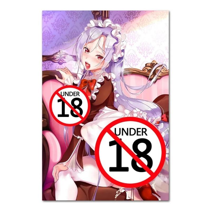 Anime krásná dívka sexy služka tisk plakát manga plátno malba nástěnné obrázky obývací pokoj ložnice domácí dekorace