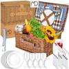 Korgkorg för picknick för 4 personer, bestickset, present för en romantisk resa