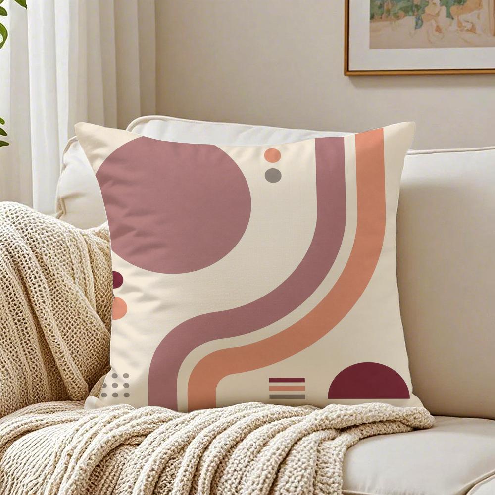 Boho Abstract Shapes Pillow Case Organic Short Plush Cushion Covers Breathable Washable WrinkleResistant