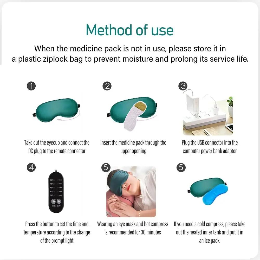 USB Beheizte Wermut Augenmaske zum Schlafen - 3-Temperatur Seiden Augenklappe mit Timer, Lindert trockene Augen/Schwellungen/Schlaflosigkeit + 1 USB-Kabel