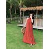 New Chinese Retro Red Neck Dress 2026 Summer Temperament Simple Long Dress Travel Photo Good-looking Skirt