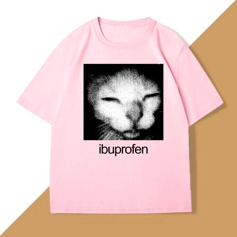Ibuprofen Cat Meme T-shirt Men Causal Funny Cat Graphic T Shirts Fashion O Neck Mens Women Clothes Unisex Streetwear T-shirts