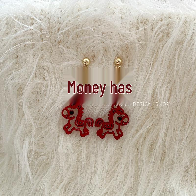 New Year Asymmetrical Red Festive Earrings: Versatile, Fashionable, and Celebratory