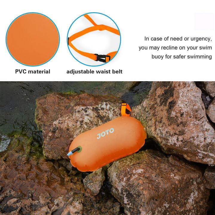 JOTO of Swimming Buoy Waterproof Bag Float Bag Lightweight Buoy Training Float Air Bag [Set 2] - Orange/Magenta