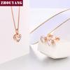 Top Quality Heart Crystal Rose Gold Color & Silver Color Jewelry Necklace Earring Sets Made with Austrian Crystals ZYS281 ZYS321