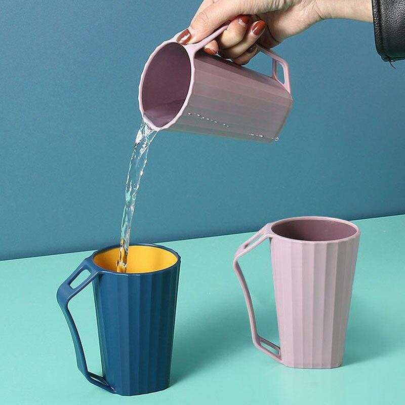 Household Bathroom Washing Cup Durable Tooth Brushing Cups Simple Toothbrush Cup With Handle Bathroom Accessories