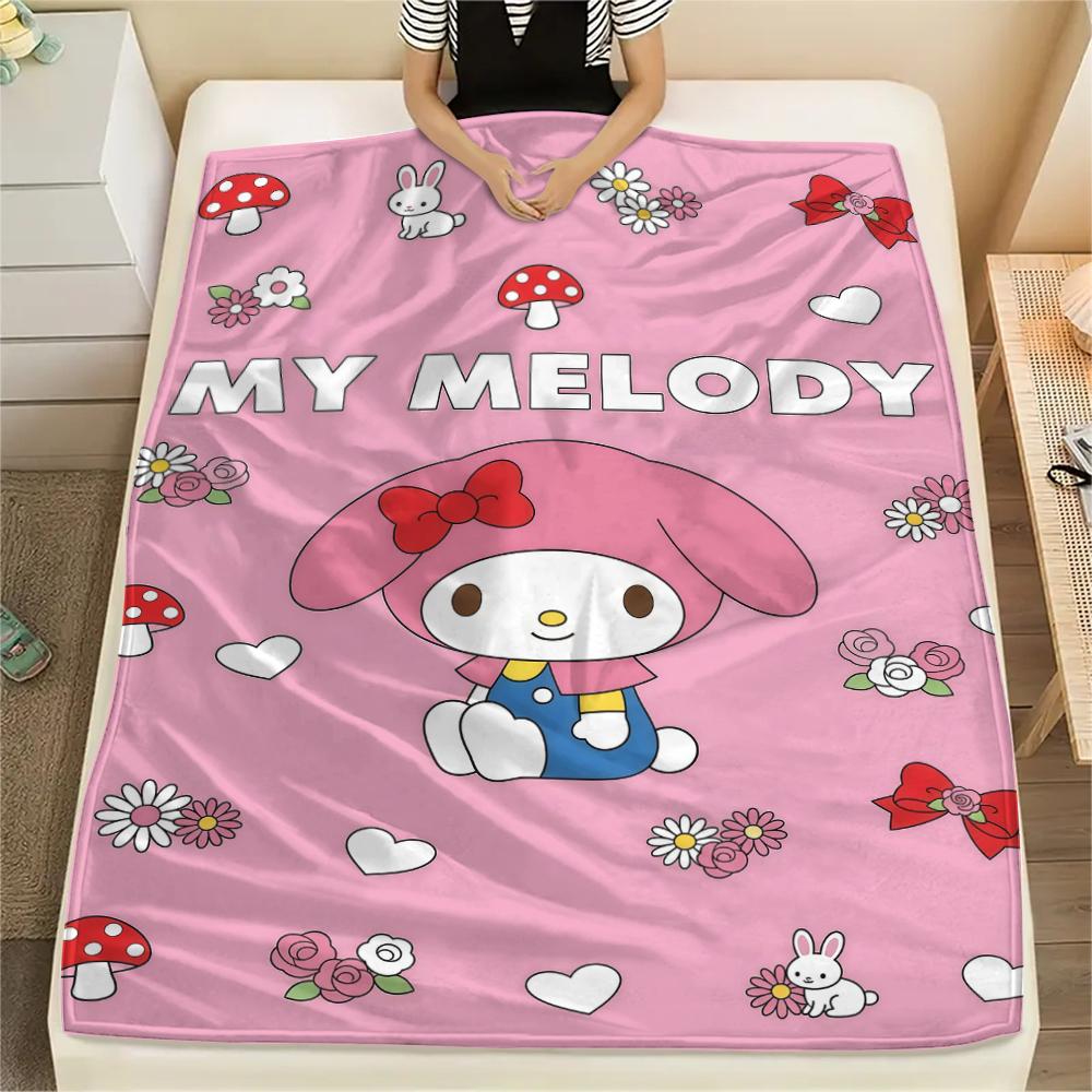 1PC Sanrio Cute Print Flannel Blanket, High quality All Seasons, Home Decor, Warmth and Comfort, Perfect for Christmas Gifts