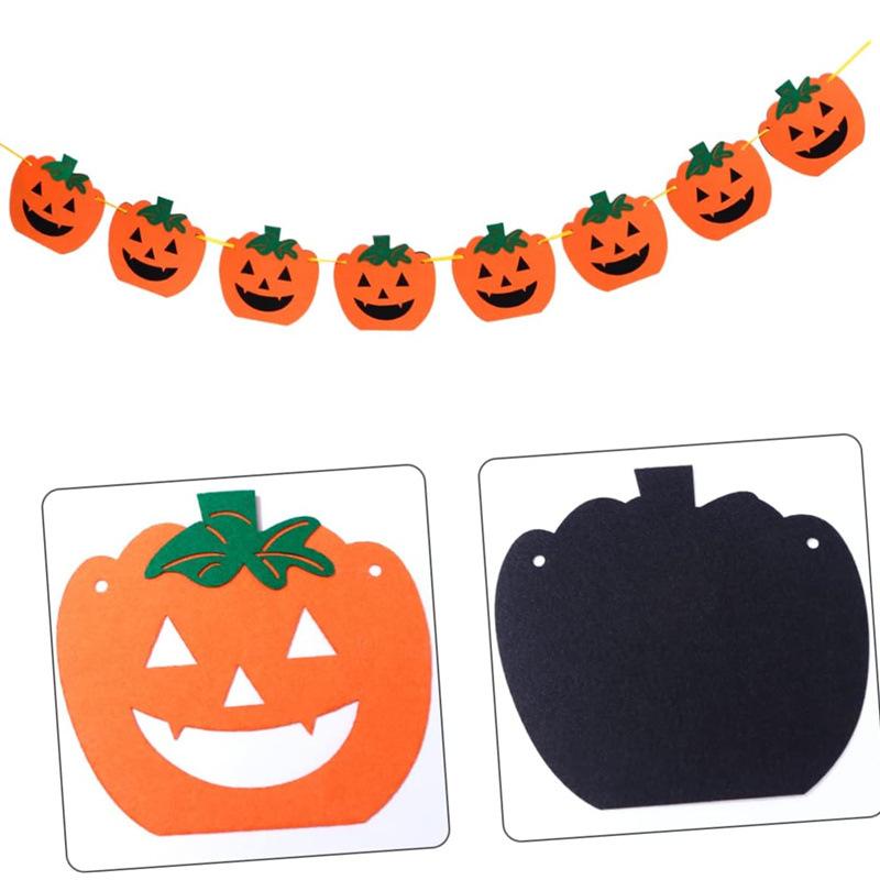 1PC  Felt Halloween Pumpkin Flag Non-woven Fabric Party Decoration Felt Flag,Suitable for Indoor and Outdoor Atmosphere Decorati