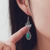 Bohemian Retro Carved Turquoise Long Earrings - European & American Style