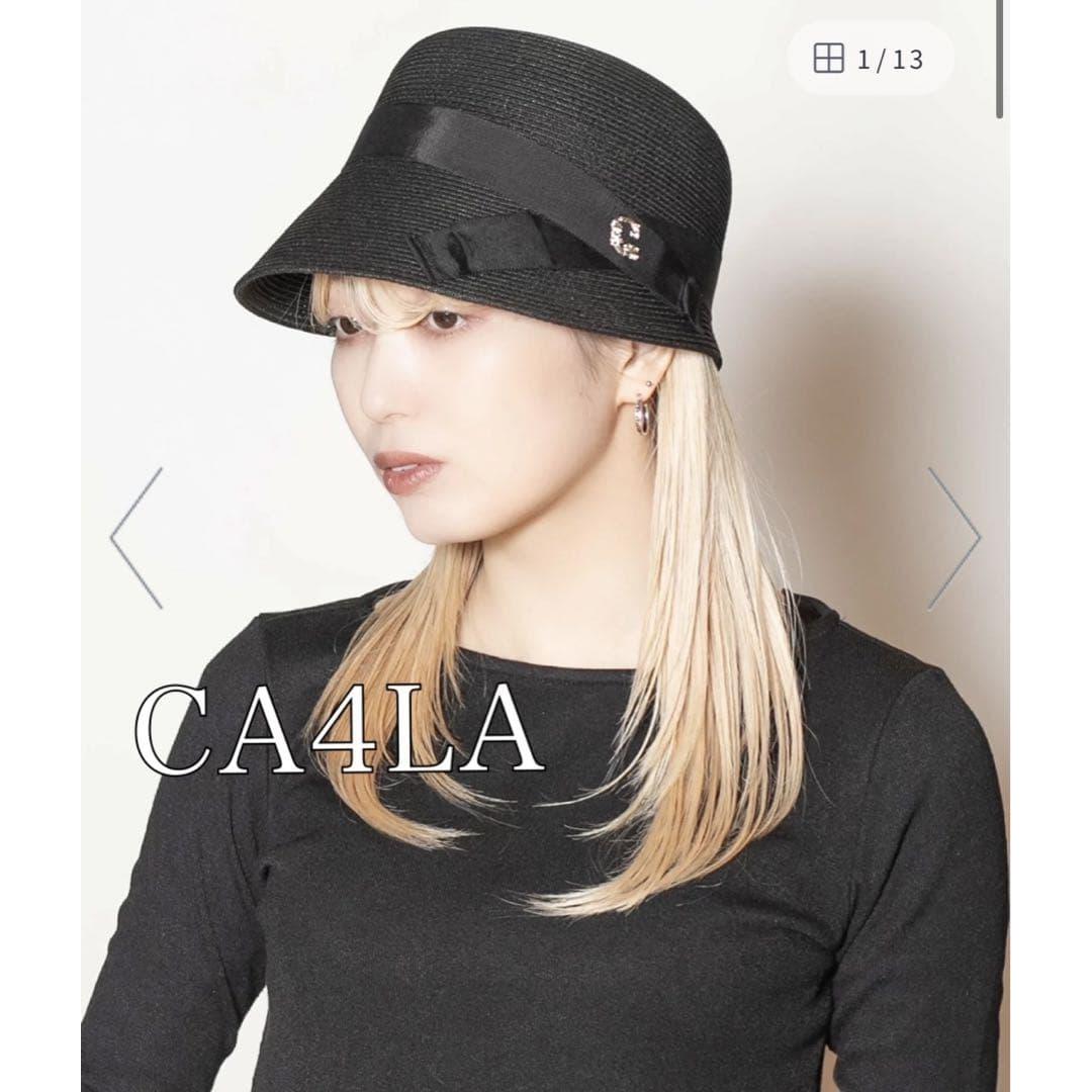Used CA4LA CHLOE3 Crochet straw hat black