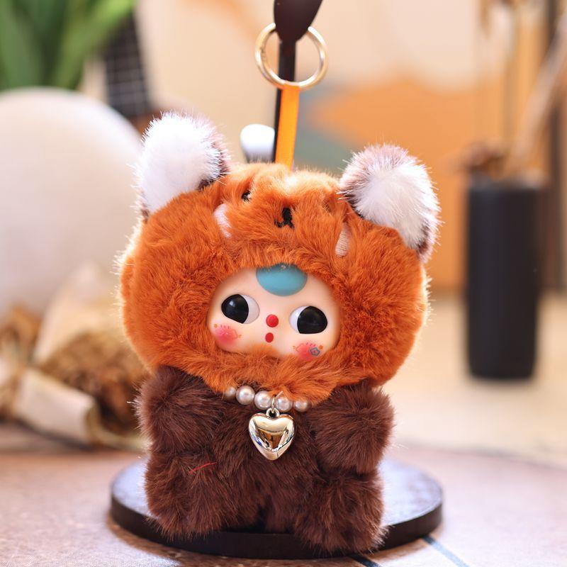 Magic Transformable Plush Keychain with Vinyl Face, Charming Cartoon Bag Charm & Collectible Doll