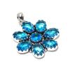 Schweizer Blautopas Edelstein Silber Blumenanhänger in 925 Sterling Silber - Handgefertigtes Birnendesign, Alltagsschmuck Hochzeitsgeschenk