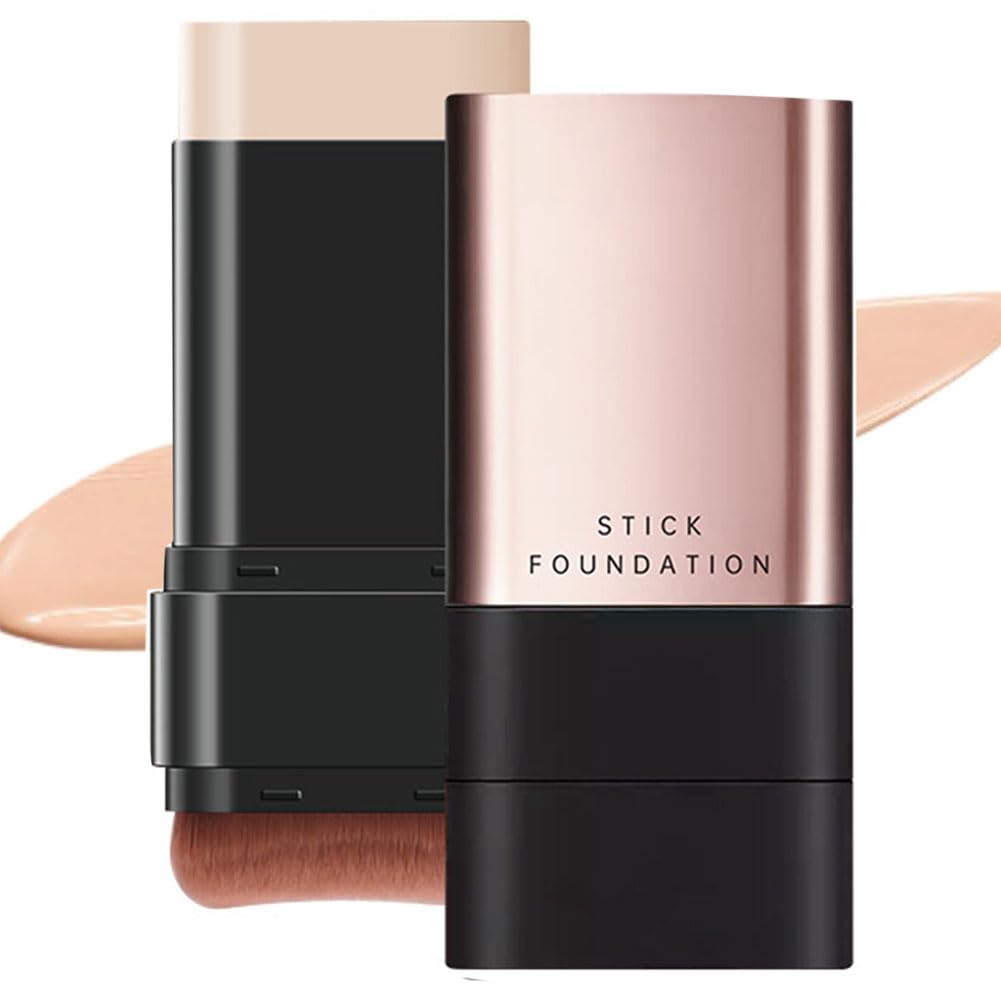 

LEEINTO [2025 Dual Head Design] Foundation Stick with Brush, Natural Coverage, No Technique Required, Simply Apply Directly, Multiple Uses in One
