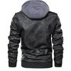 Autumn and Winter Men's Detachable Hooded Knitted Pu Leather Jacket Large Size Motorcycle Leather Jacket