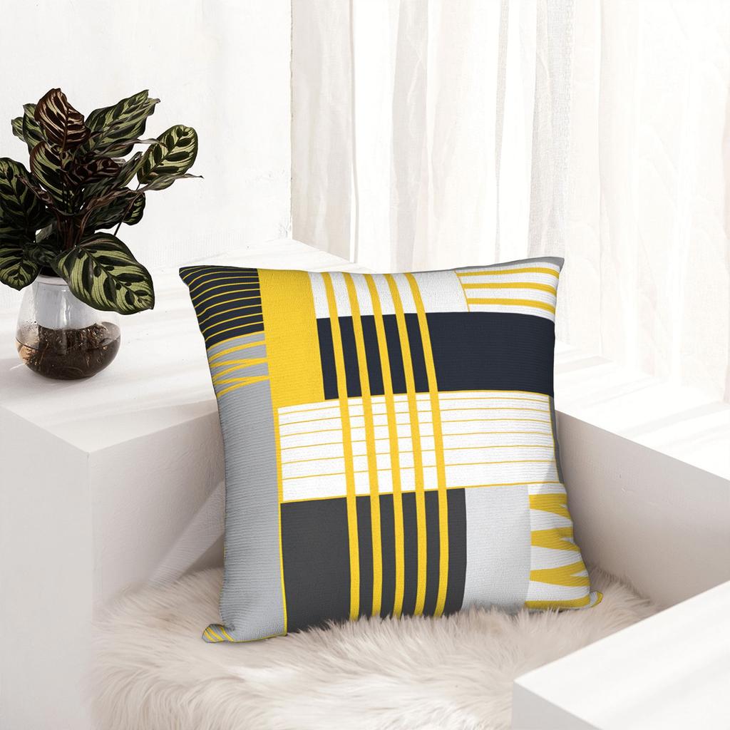 Yellow Grey Geometric Pillow Case Cute Funny Pillow Cover Soft Pillowcases For Living Room Sofa
