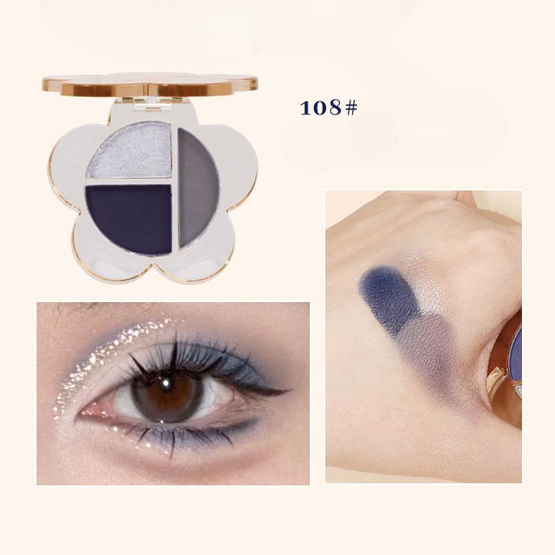 Neuer Lidschatten mit kleiner Blume, matt, Perlglanz, feinem Glitzer, superheißer Erd-Mehrfarben-Lidschatten