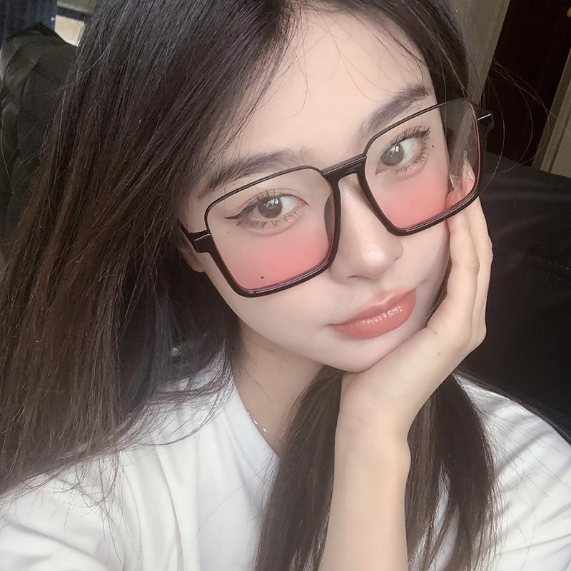 Damebriller uten sminke Stor blush-brille - Trendy slankende anti-UV solbriller for influensere.