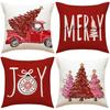 New Red Christmas Pillow Cover Linen Letter Print Pillow Living Room Decoration Sofa Cushion Cover