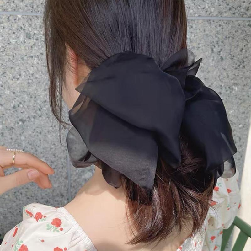 3Pcs Fashion Korean Chiffon Large Bow Spring Clip Hair Accessory Women Lace Hair Clip Spring Accessories, Hair Accessories