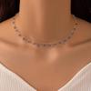 French Retro Colored Zircon Stone Pendant Choker Necklace for Women Fresh Style Versatile Daily Collarbone Short Necklace