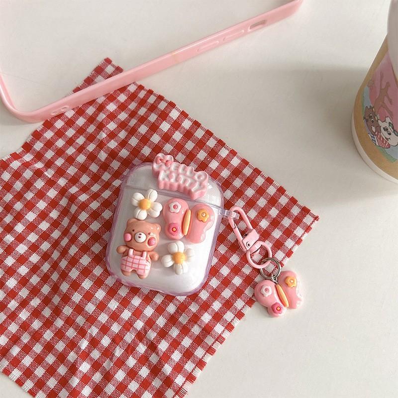 

Cute Little Rabbit Flower Love Apple Bluetooth Earphone Cover Suitable Airpods4 Pendant Airpodspro Female Airpods 3