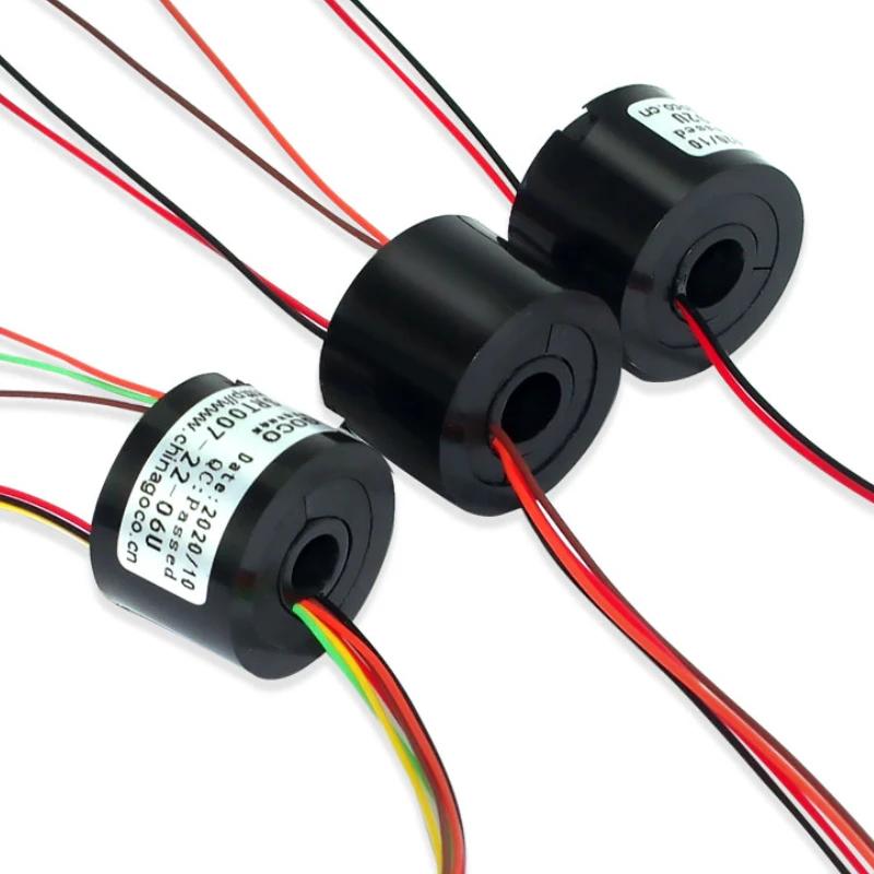 hole Dia.7mm / 5mm 220v 2A 2/4/6 channels SRT007-22-04U Through-hole electric slip ring Conductive ring brush Hollow shaft