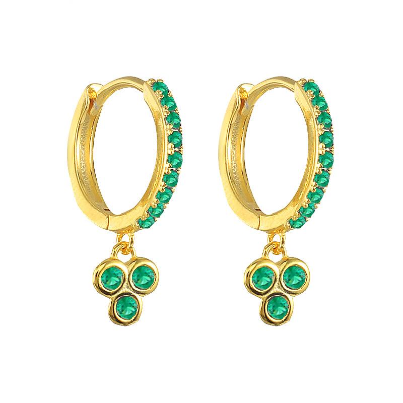 S925 Sterling Silver Wind Diamond Geometric Three Diamonds Light Luxury Temperament Earrings Ear Buckles Women