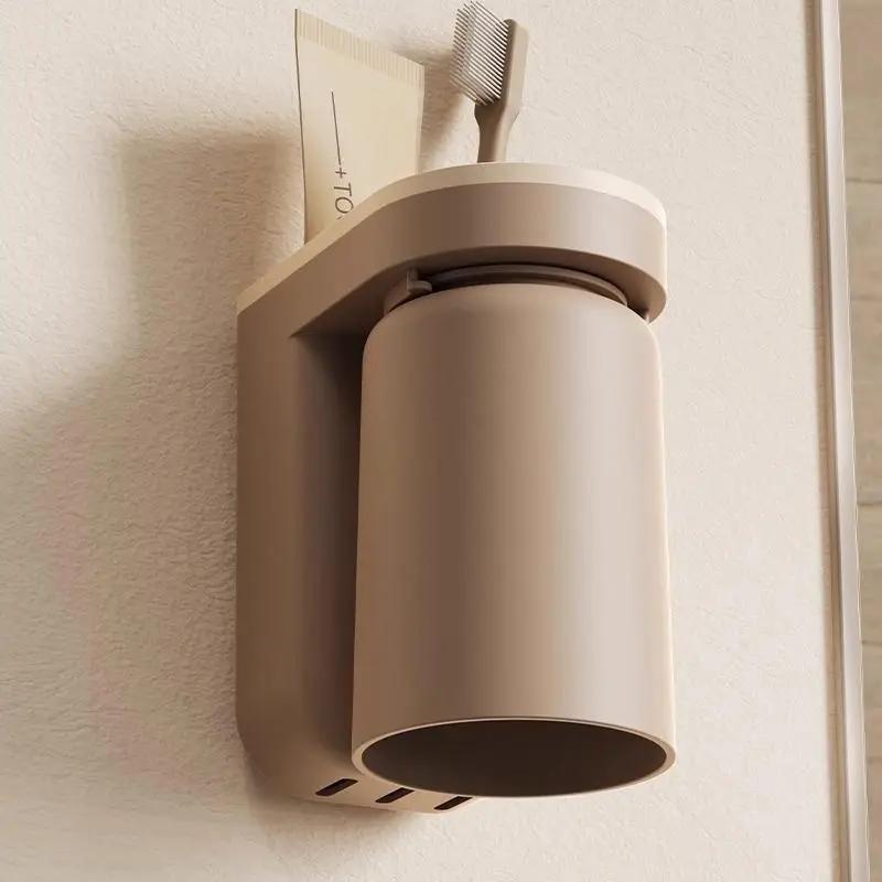 Bathroom Accessories Set Toothbrush Holder Toothpaste Organizer Self-Adhesive Wall Mount Toothpaste Toothbrush Cup Storage Rack