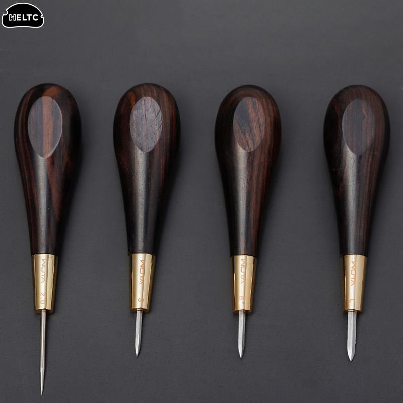 High 1pc Leather Stitching Awl Diamond Shape Ebony Blackwood & Brass Craft Tool Hand Sewing Awl DIY Stitcher Taper  Sewing Tool