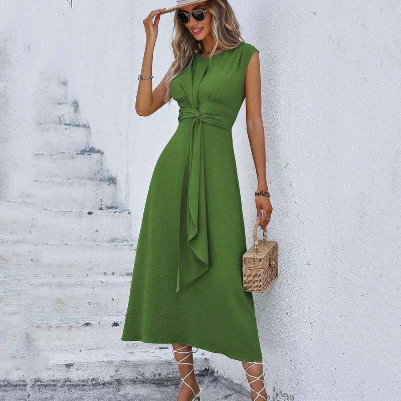 Ermeløse Plus size vintage nyankomne kjoler for kvinner avslappet løs lang sommerkjole