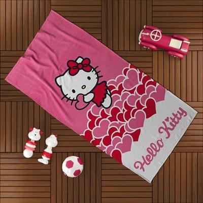 Beach Bath Towel - Hello Kitty - 75x150 Cm - 100% Cotton - Pink - Washable