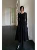 Women's Hepburn Style Long-Sleeved Knit Dress - New Spring/Autumn, Slim Fit, Elegant, Long.