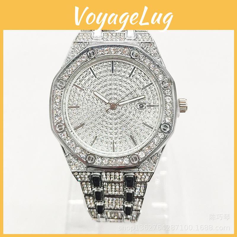 Hip Hop Mc Style Quartz Watch With Calendar And Steel Band For Casual Wear