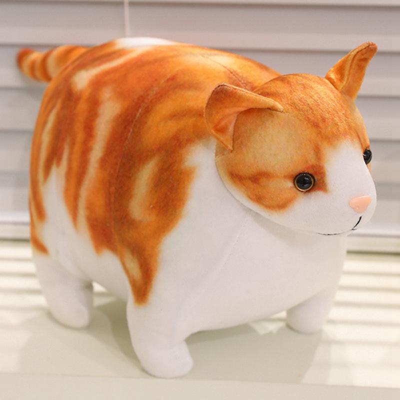 Funny Lifelike Chubby Cat Plush Toys Cotton Stuffed Full Pet Cat Doll Cute Pet Kitten Hanging Toys Bags Decor Home Throw Pillow