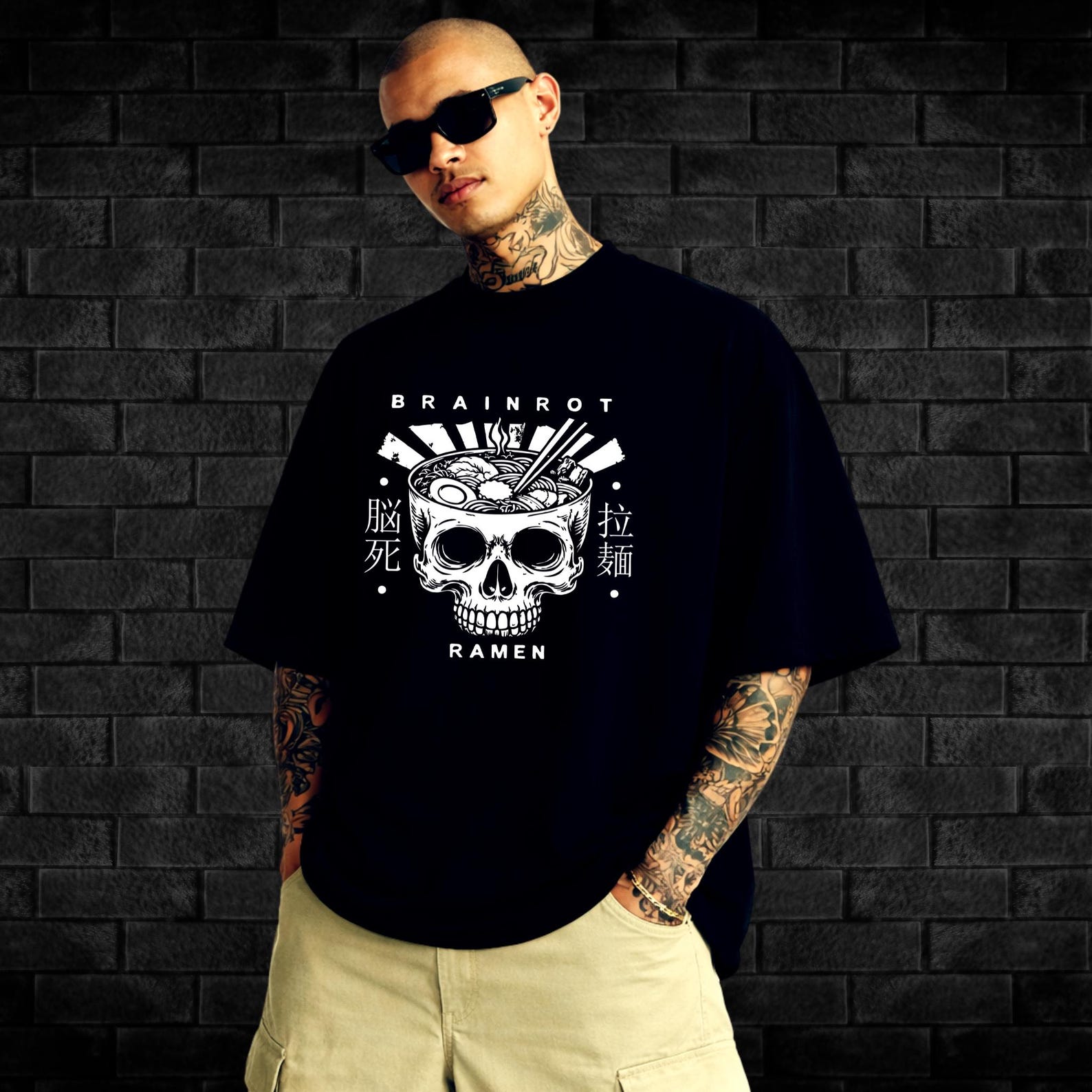 Brain Rot Ramen | Heavyweight Oversized Streetwear T Shirt | Two Souls Inc. 3XL