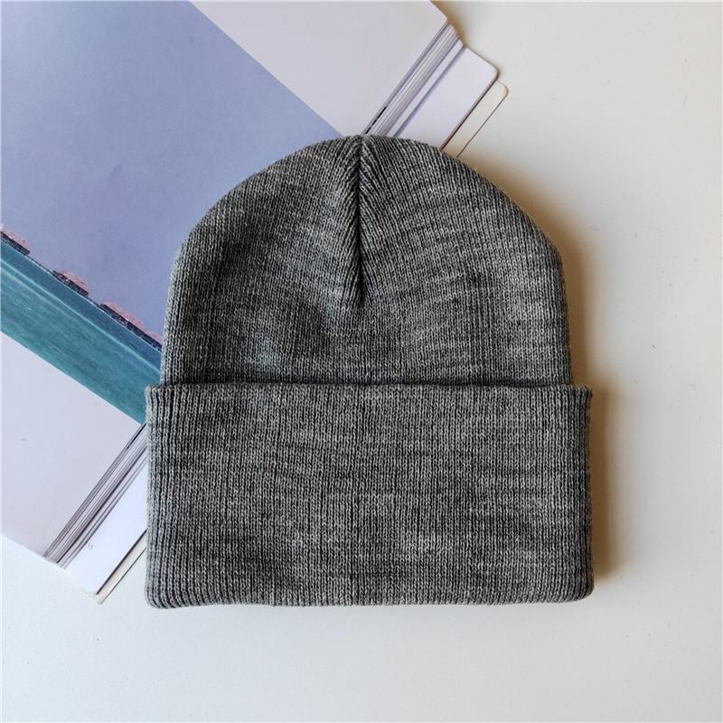 Solid Color Knitted Hat Harajuku Versatile Thin Wool Hat Autumn and Winter Bag Head Warm Melon Fur Hat Men's Cold Hat Women