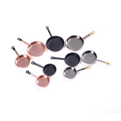 3 Pcs Dollhouse Mini Metal Frypan Frying Pans Cooking Pot Cookware Toy