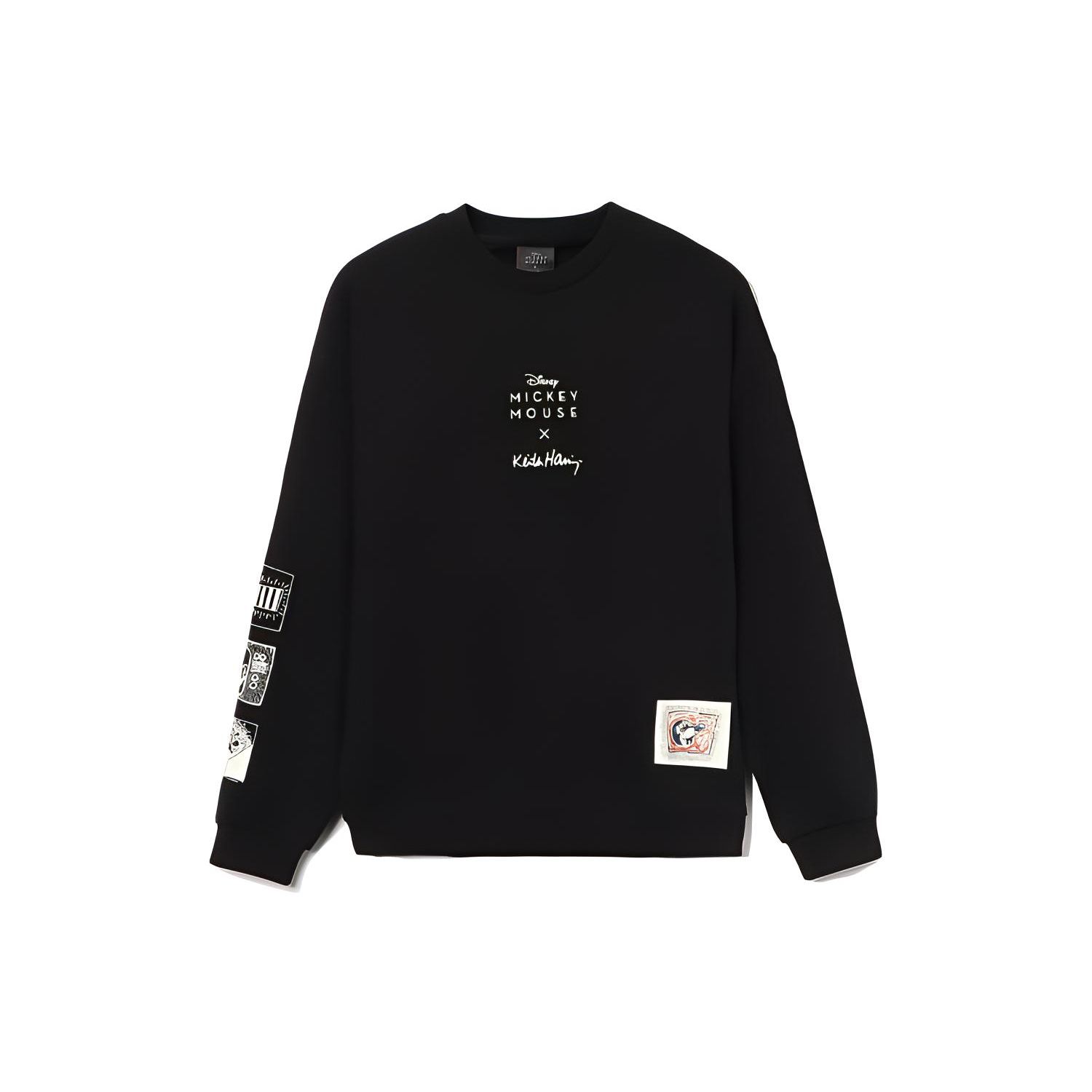 Li Ning X Disney Collaboration Mickey X Keith Haring Series Casual Sports Breathable Loose Pullover Sweatshirt Men sweatshirt Black AWDR591-1 L