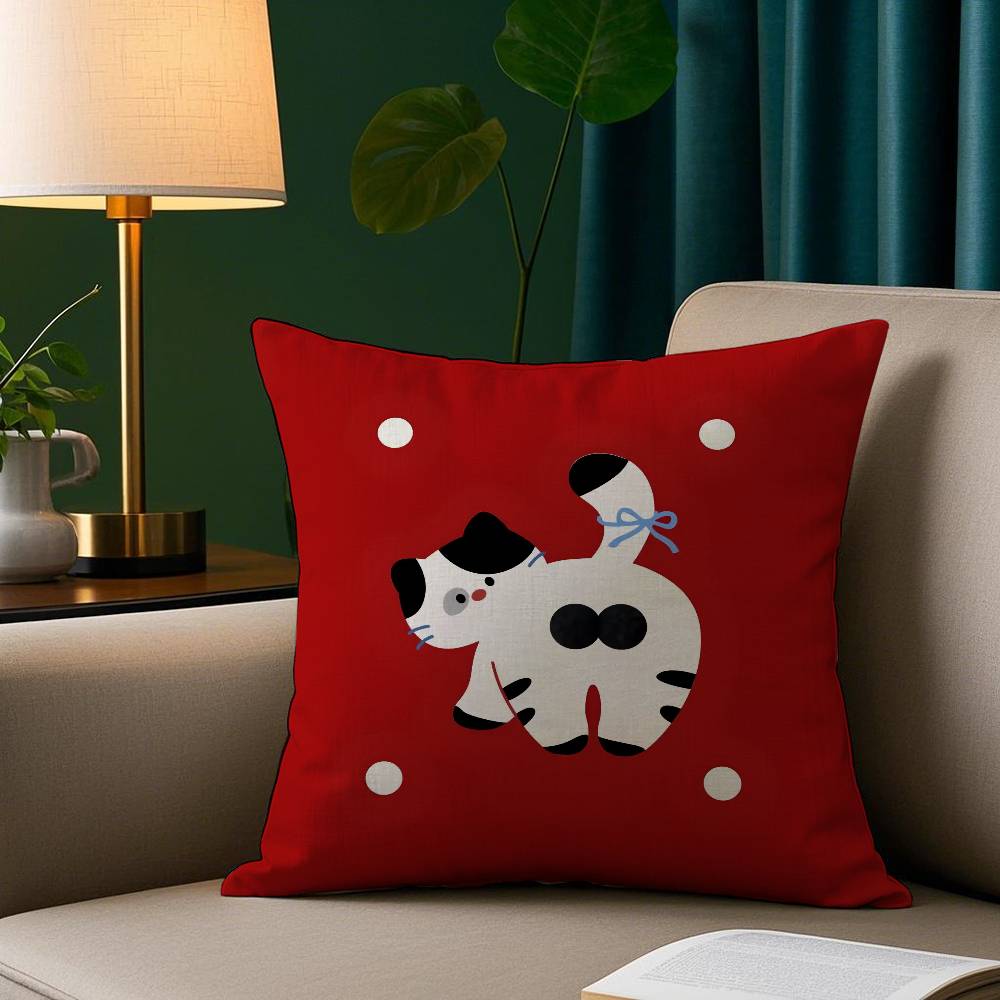 Cute Cartoon Cat Pillow Case Plush Fabric Soft Pillowcase Double Sided Print Sofa Cushion Cover Throw