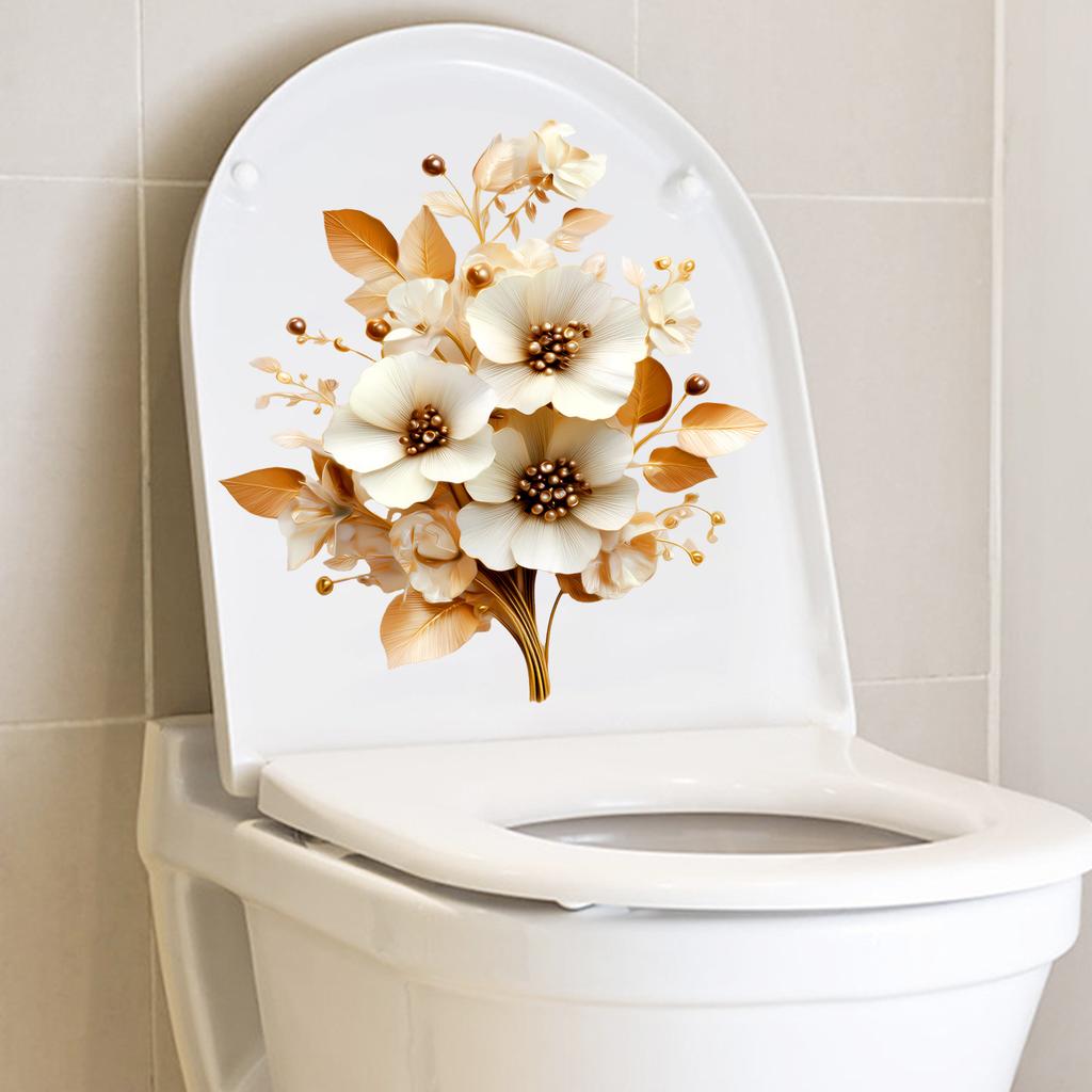 Kreativer Blumen-Toilettenaufkleber Wasserdicht Selbstklebend Abnehmbar Badezimmerdekoration